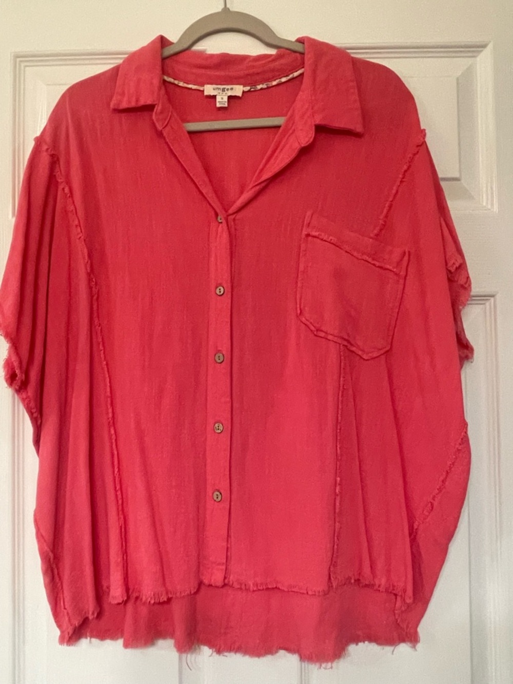 Umgee Coral Button-Front Boxy Shirt